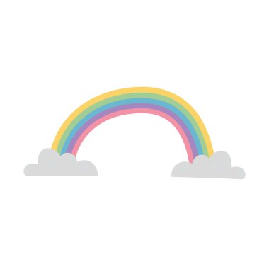 bulutlar vektör tasarımı ile gökkuşağı
