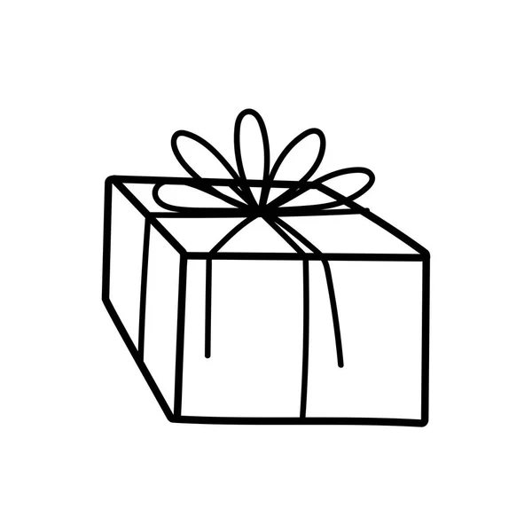 Cadeau décoratif boîte surprise ornement icône ligne épaisse — Image vectorielle