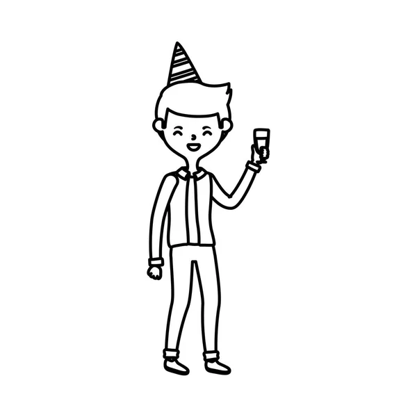 幸せな誕生日の帽子ベクトルデザインの男 — ストックベクタ