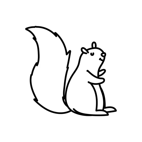 Schattig eekhoorn dier bos pictogram — Stockvector