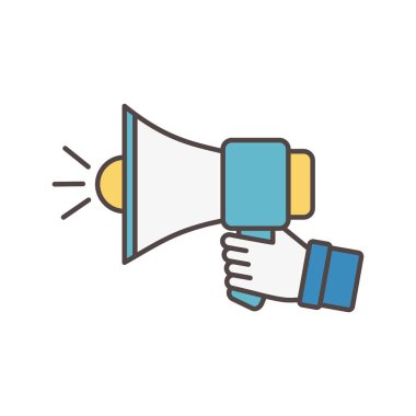 Megafon sosyal medya simgesine sahip el