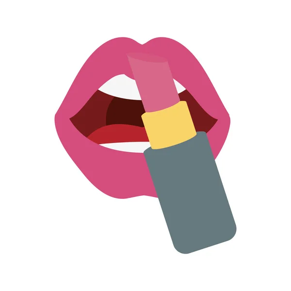Make-up lippen en lippenstift pictogram op witte achtergrond — Stockvector