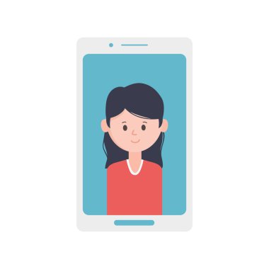 Ekranda genç bir kadınla akıllı telefon.