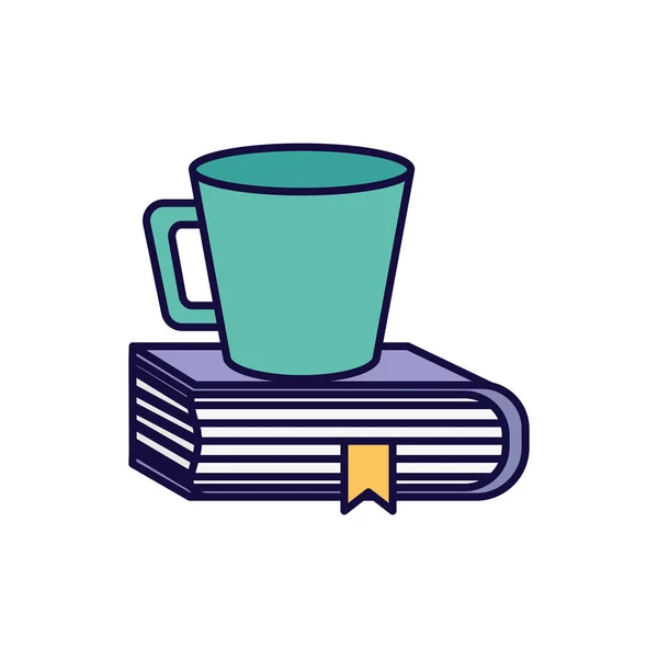 Taza de café con aprendizaje de libros en línea — Vector de stock