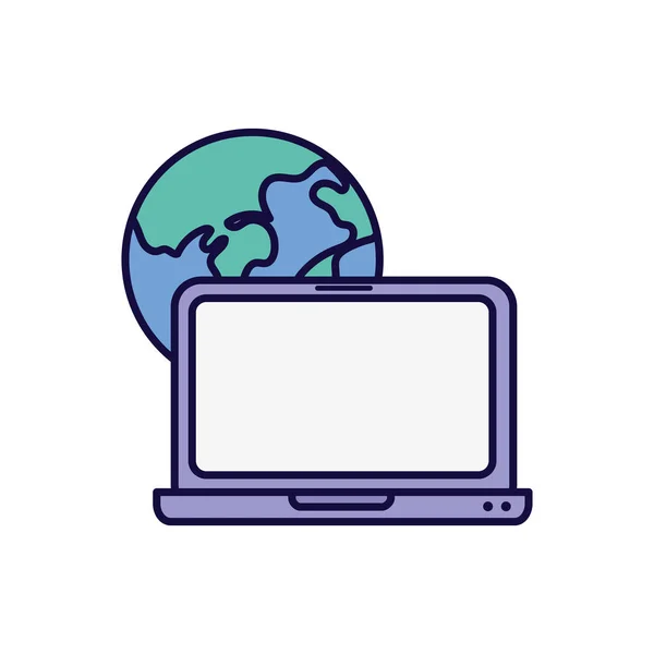 Welt Laptop-Gerät Technologie Online-Lernen — Stockvektor