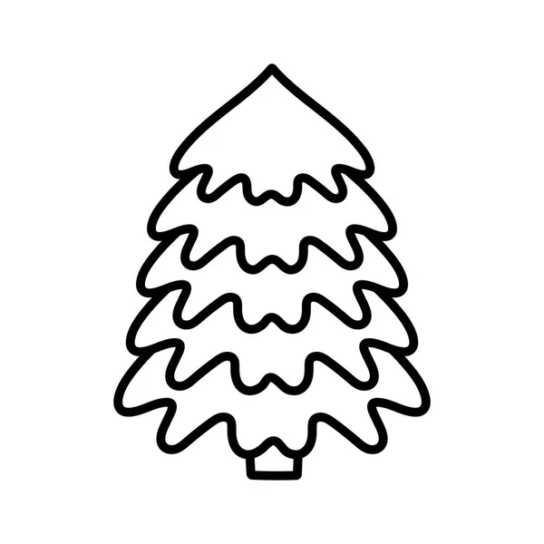 Pine tree nature icon on white background thick line — Stock Vector