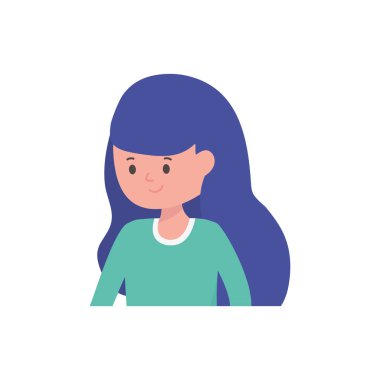 Genç kadın çizgi film karakteri beyaz arka plan