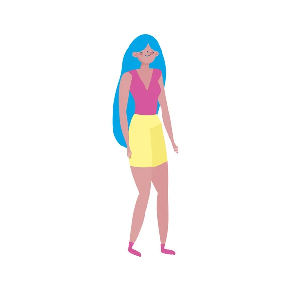 Junge Frau Zeichentrickfigur stehend — Stockvektor