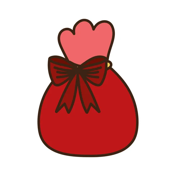 Frohe Weihnachten rote Tasche mit Schleifendekoration — Stockvektor