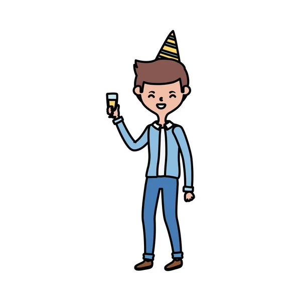 带着快乐的生日帽矢量设计的男人 — 图库矢量图片