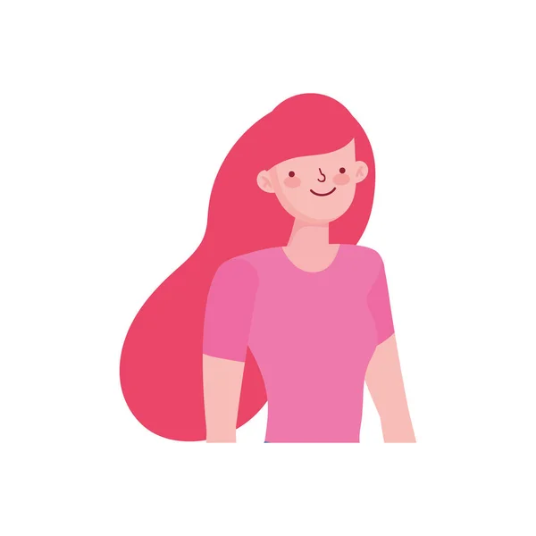 Personnage de dessin animé jeune femme portrait icône — Image vectorielle