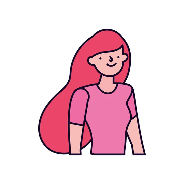 Portrait young woman cartoon character — Vetor de Stock