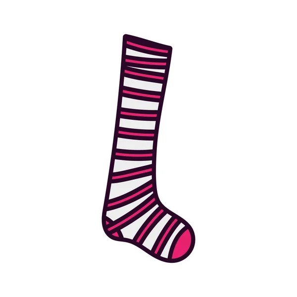Merry christmas celebration stripes long sock - Stok Vektor