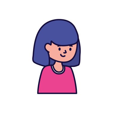 Genç kadın çizgi film karakteri beyaz arka plan