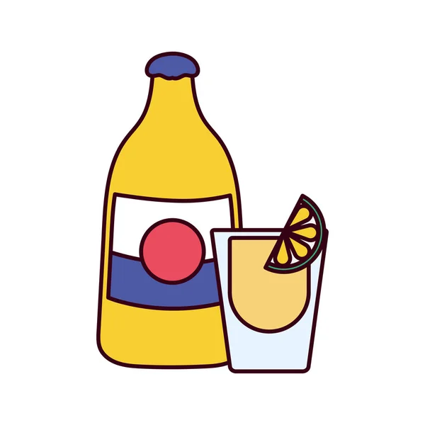 Botella de tequila mexicana aislada y diseño vectorial de tiro. — Vector de stock