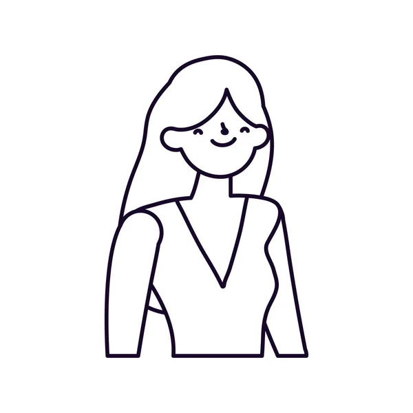 Portrait young woman cartoon character — Vector de stock