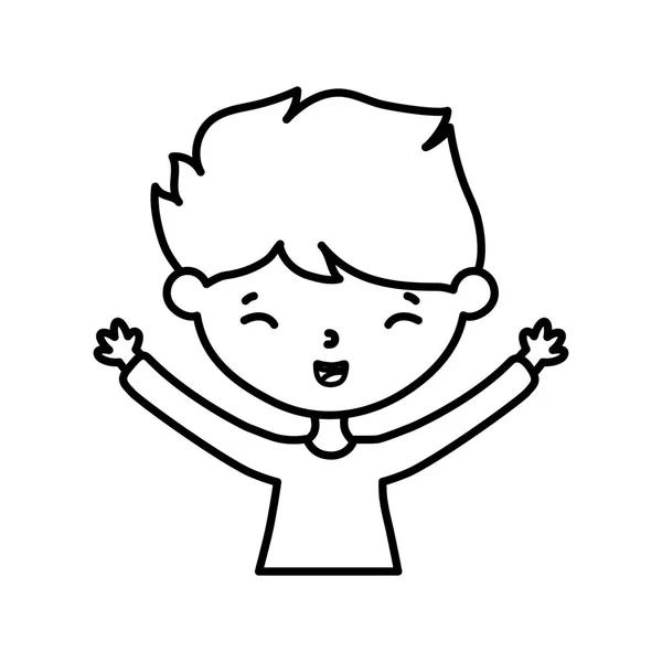 Pequeno menino infantil desenho animado estilo de linha de caracteres — Vetor de Stock