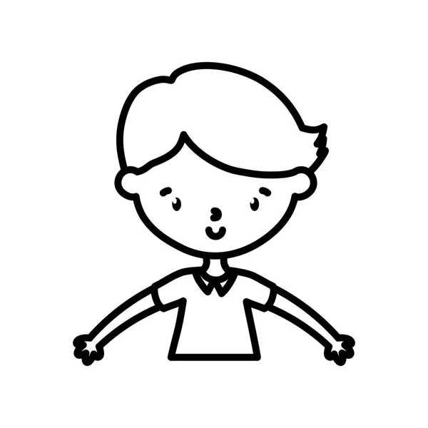 小男孩卡通人物肖像线条风格 — 图库矢量图片