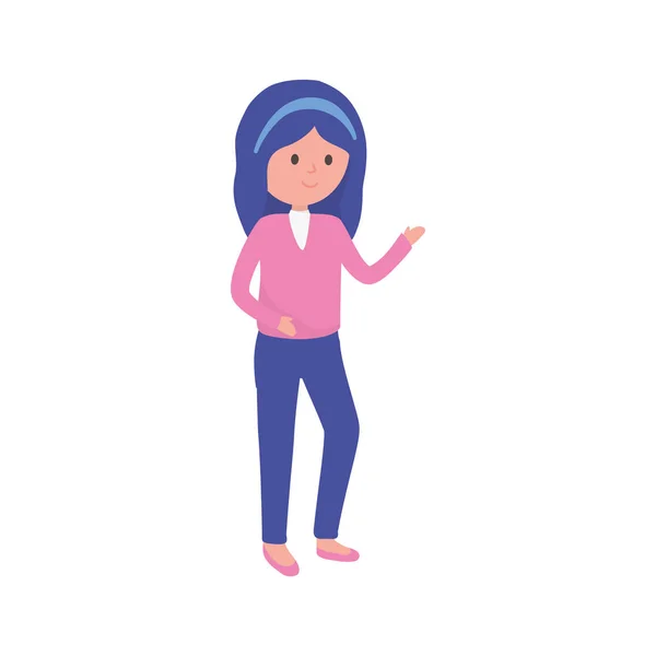 Standing young woman cartoon character — Stockvektor