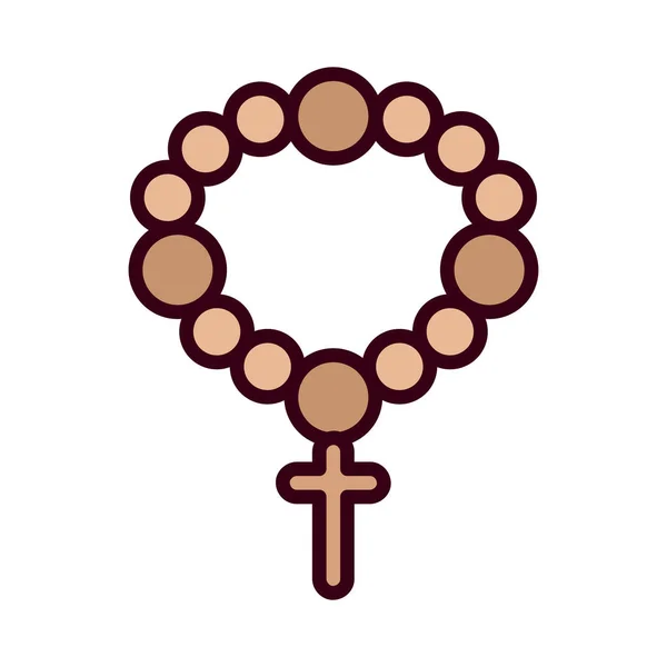 Isolated rosary with cross vector design — Vetor de Stock