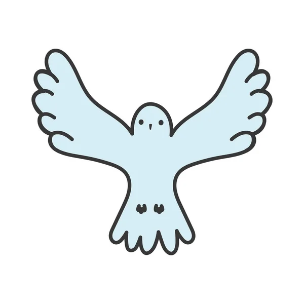 Bird pigeon open wings white background - Stok Vektor