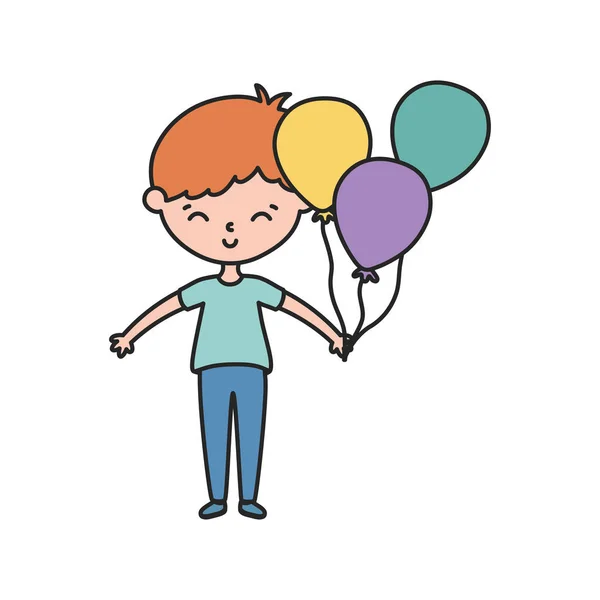 Little boy infant cartoon character with balloons celebration — Stockový vektor