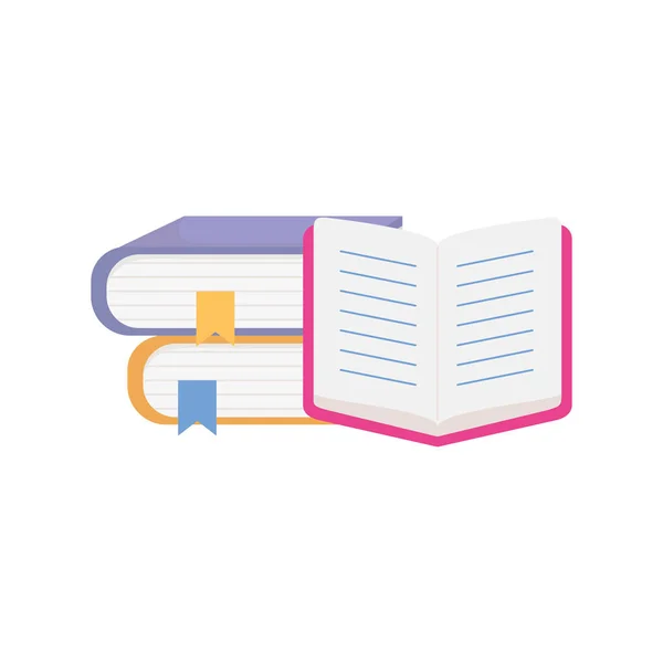 Pile books literature knowledge education learning online — 스톡 벡터