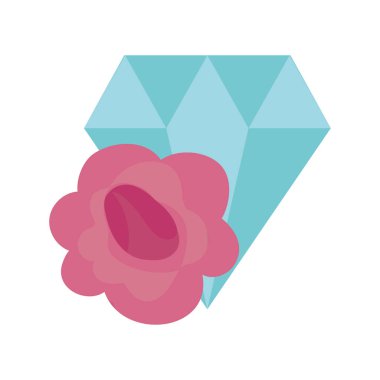 diamond and flower icon on white background