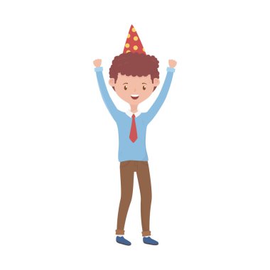Doğum günü şapkası vektör tasarımlı adam