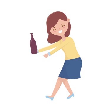 avatar woman with wine bottle vector design