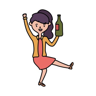 avatar woman with wine bottle vector design