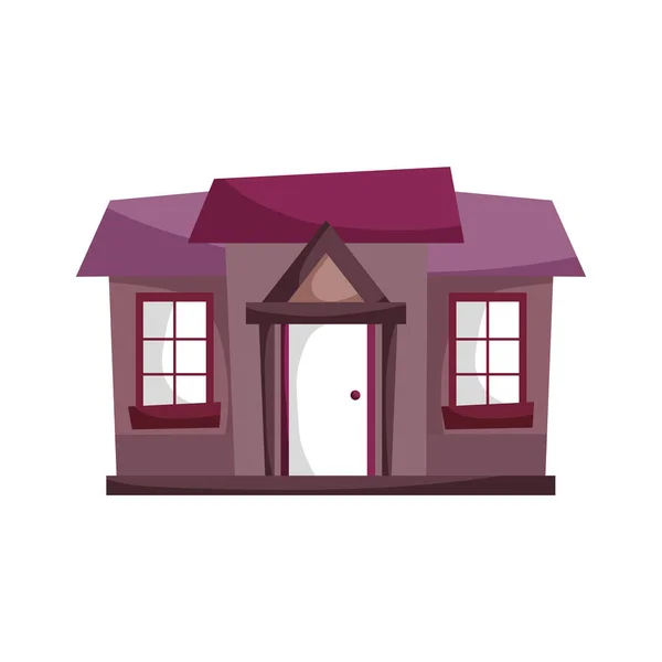 Ház homlokzat építészet rajzfilm árnyék ikon — Stock Vector