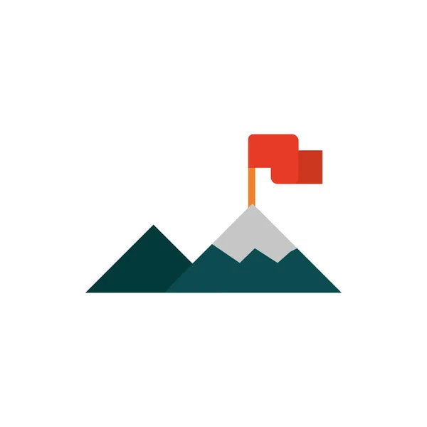 Mountain with flag progress business strategy icon — Wektor stockowy