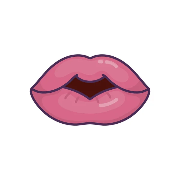 Female lips mouth icon on white background — Stock Vector