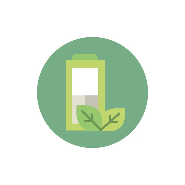Battery power nature green energy block icon — Image vectorielle