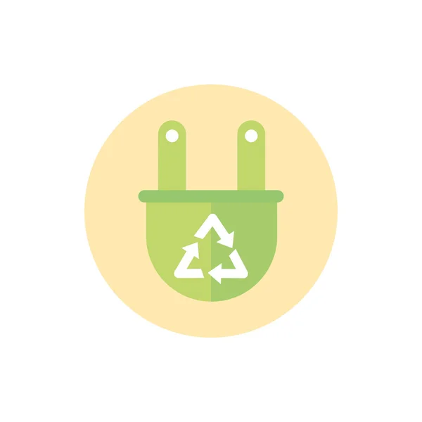 Plug recycle sign green energy block icon — Image vectorielle