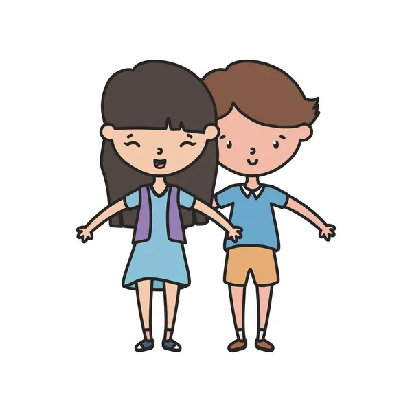 女の子と男の子の漫画のベクトルデザイン — ストックベクタ