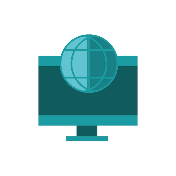Computer world business strategy icon — Stock vektor
