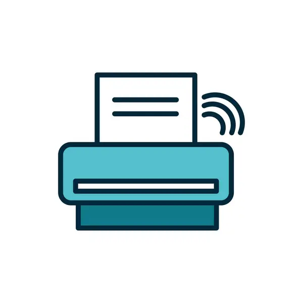 Printer technology wifi internet of things line and fill icon — Vector de stock