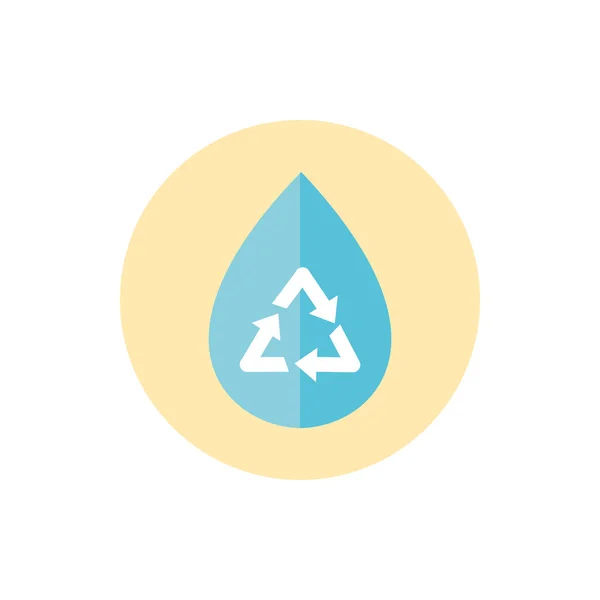 Water drop recycle green energy block icon — Vector de stock