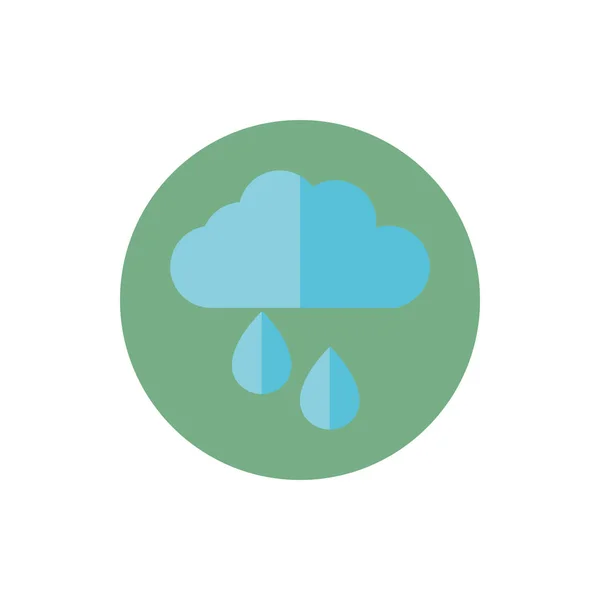 Cloud drops rain green energy block icon — ストックベクタ