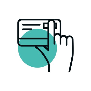 Kredi kartı alışveriş çizgisi biçiminde nokta rengi olan el