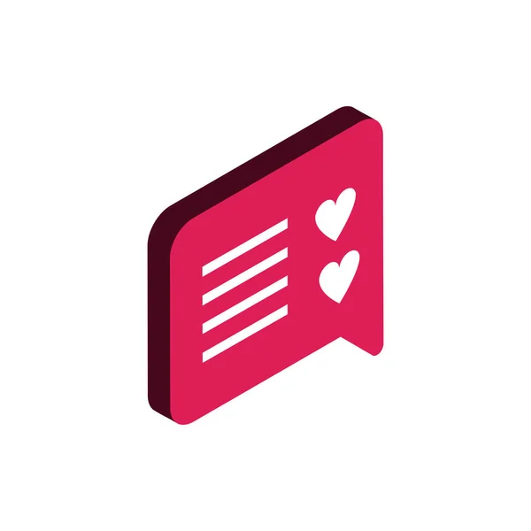 Feliz valentines dia amor bate-papo mensagem isométrico ícone — Vetor de Stock