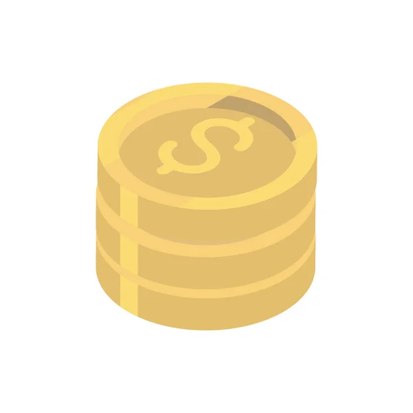 Stacked coins currency online shopping isometric icon — Stock Vector