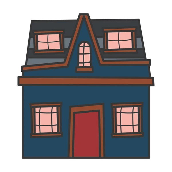 Cottage home loft village architecture cartoon icon — Vetor de Stock