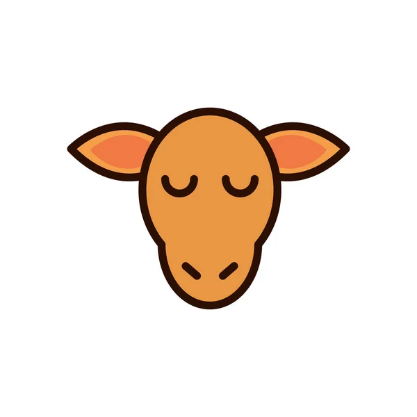 Bonito rosto camelo animal desenho animado ícone —  Vetores de Stock