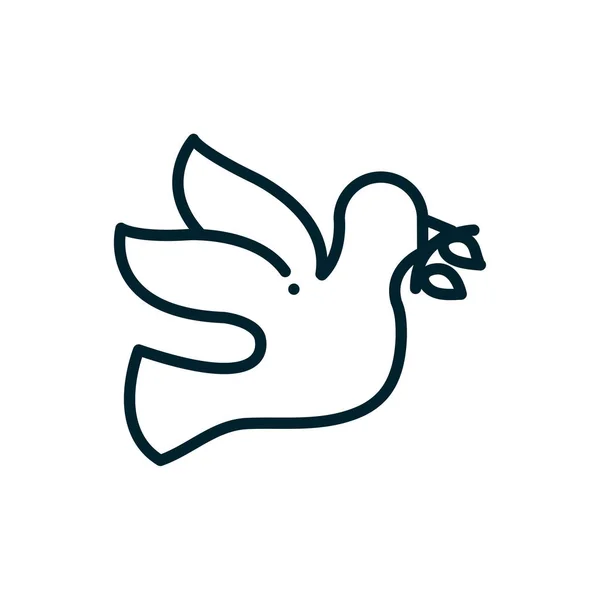 オリーブの枝の平和と人権の線で鳩 — ストックベクタ