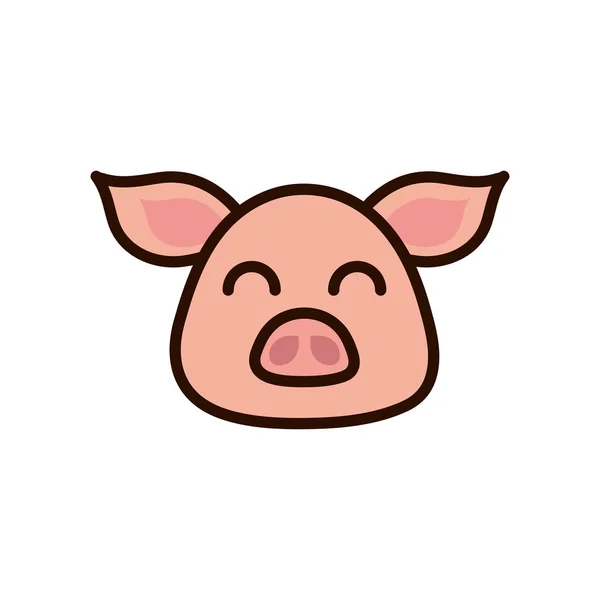 Bonito rosto porco animal desenho animado ícone — Vetor de Stock