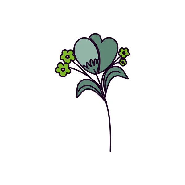 Flores caule folhas pétalas natureza decoração ícone —  Vetores de Stock