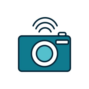 photo camera connection internet of things line and fill icon